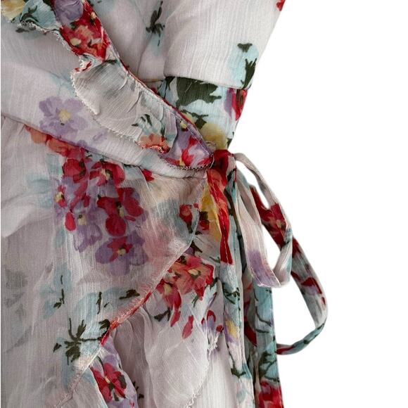 Abercrombie & Fitch Floral Mini Dress Size SMALL Babydoll Ruffle Romantic Pink - Picture 5 of 9